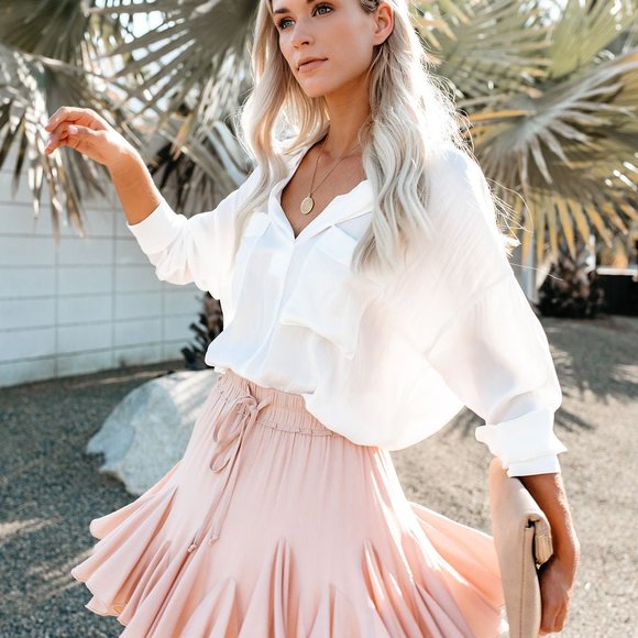 SWING + SHOUT RUFFLE MINI SKIRT - BLUSH - Picture 6 of 9